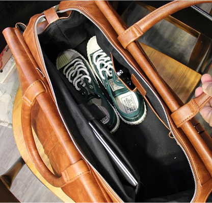 Close-up of durable textured PU grain finish, secure zipper pull, and exterior slip pocket