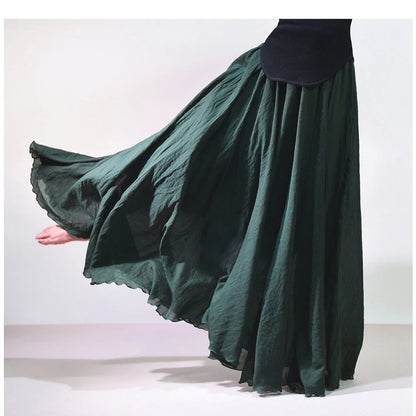 Women Cotton Linen BLend Empire Waist A-Line Skirts