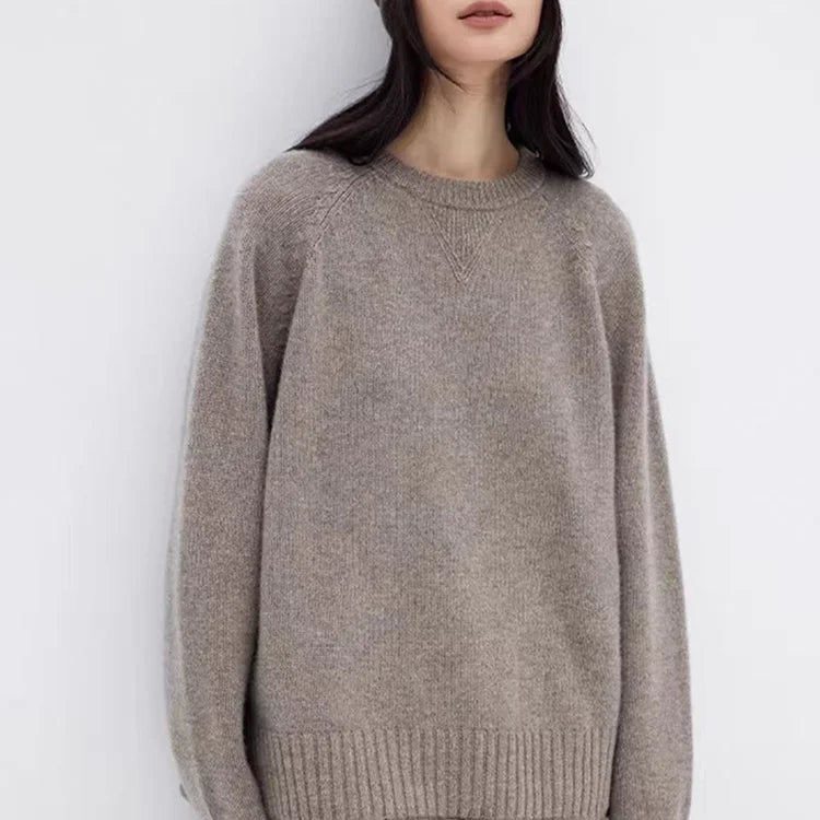 New Women's Cashmere Pullover Sweater Round Neck Loose Fit Knitted