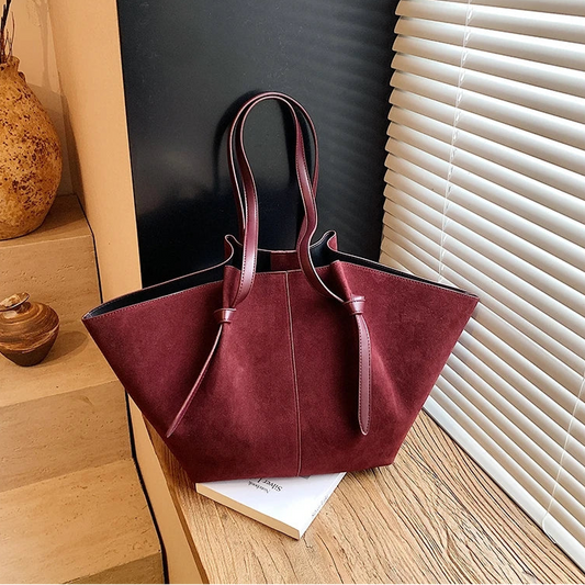 burgundy tote bag