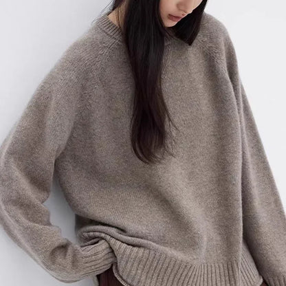 New Women's Cashmere Pullover Sweater Round Neck Loose Fit Knitted