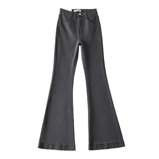 Women High Waist Denim Elastic Stretch Flare Jeans Pants