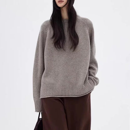 New Women's Cashmere Pullover Sweater Round Neck Loose Fit Knitted