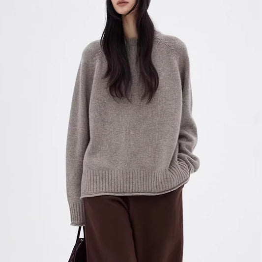 New Women's Cashmere Pullover Sweater Round Neck Loose Fit Knitted