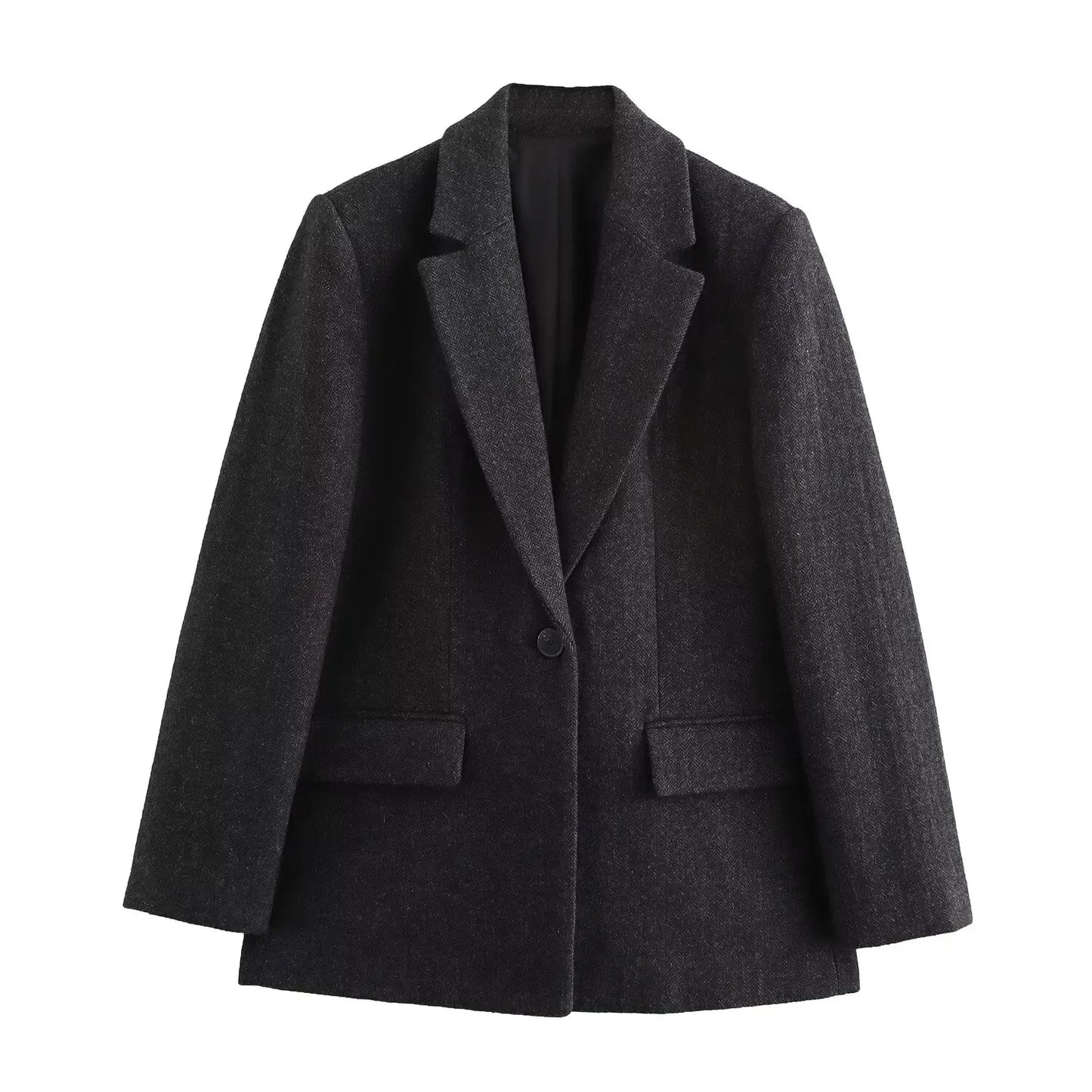 Dark gray coat on a white background
