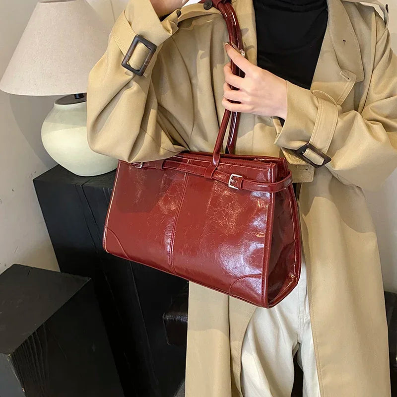 Red tote bag for women