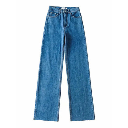 Women's High Waist Streetwear Boyfriend Denim Wide Leg Jeans