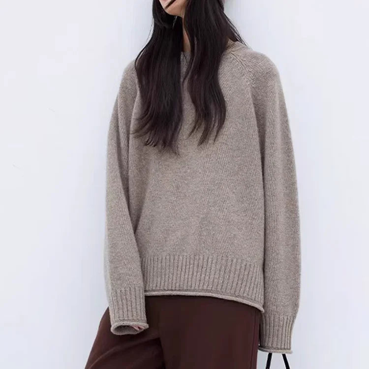 New Women's Cashmere Pullover Sweater Round Neck Loose Fit Knitted