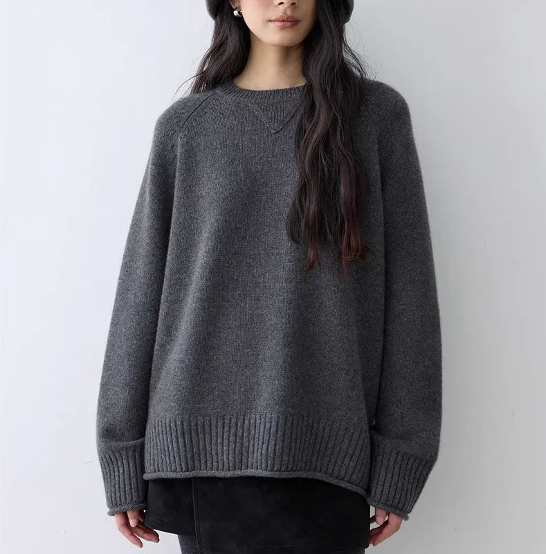 New Women's Cashmere Pullover Sweater Round Neck Loose Fit Knitted
