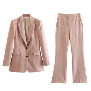 Women's Two Pieces Set Single Breasted Blazer+High Waist Pant