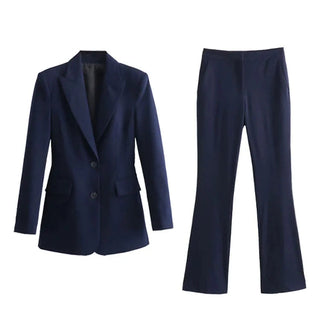 Women's Two Pieces Set Single Breasted Blazer+High Waist Pant