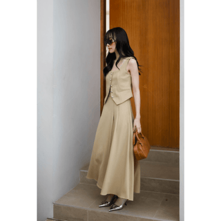 Women's two-piece sets vest coat and pleated A-line skirt