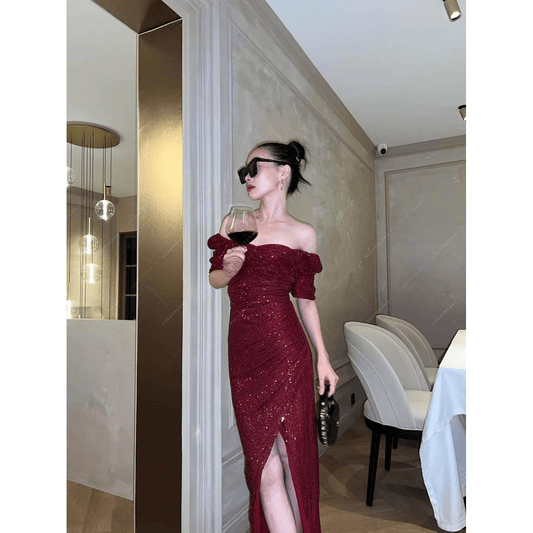 Women's Maxi Dress Sequin Off Shoulder Cocktail Dresses
