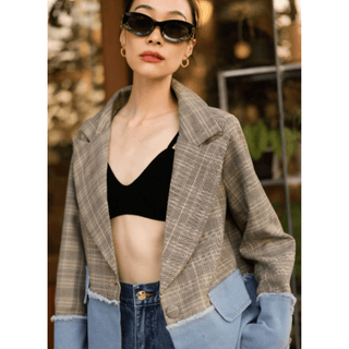 Women's blazer suit two-tone lapel unique style