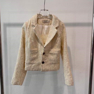 Elegant women tweed blazer suit glitter big pocket design