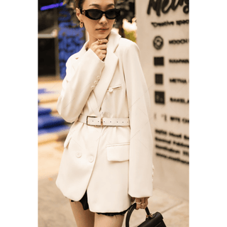 women's blazer outfit classy casual blazer suit with belt