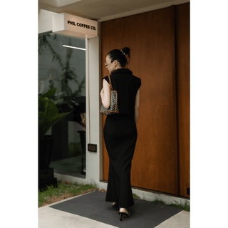 Women set 2 pcs. Black Crop Suit & Mermaid Hem maxi skirt